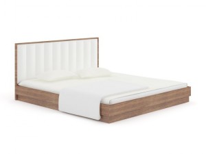 wooden bed with white pillows Modelo 3D