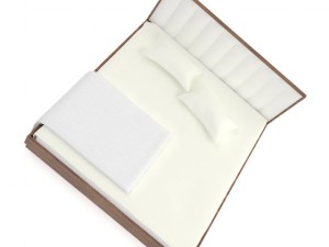 wooden bed with white pillows Modelo 3D