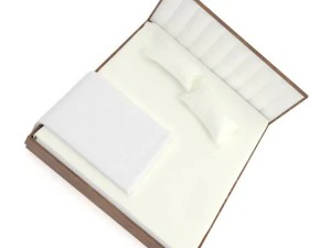 wooden bed with white pillows 3D Model