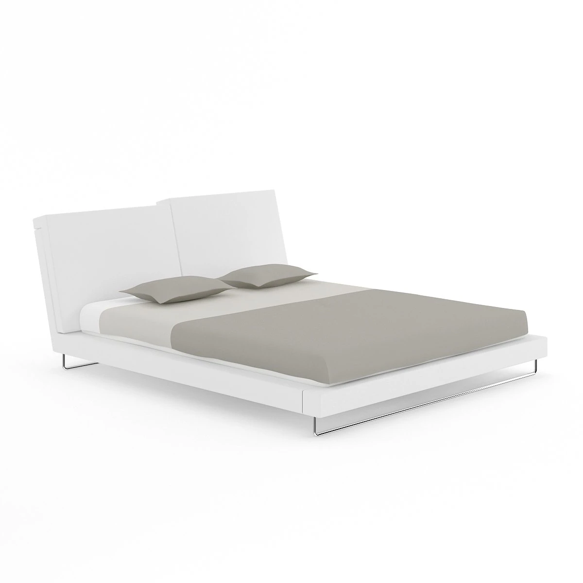 whitegrey modern bed 3D Model .c4d .max .obj .3ds .fbx .stl .blend 