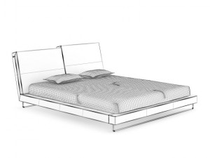 whitegrey modern bed Modello 3D