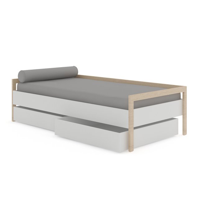 grey bed with drawers Modello 3D .c4d .max .obj .3ds .fbx .stl .blend