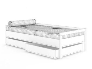grey bed with drawers 3D Model