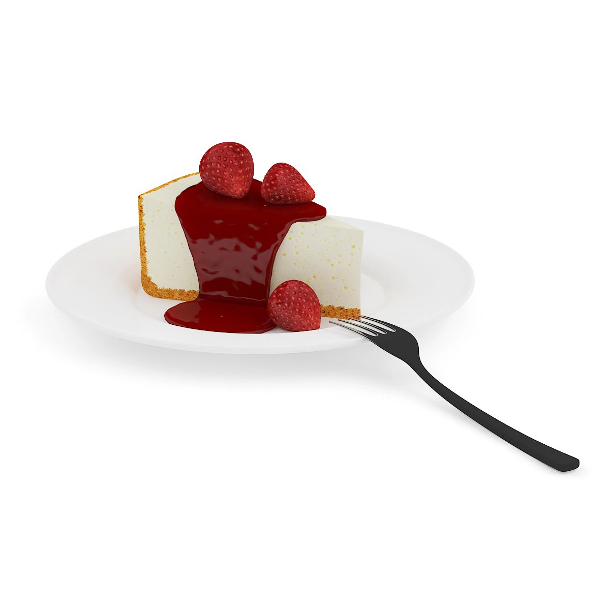 cheesecake with strawberry sauce 3D Model .c4d .max .obj .3ds .fbx .stl .blend