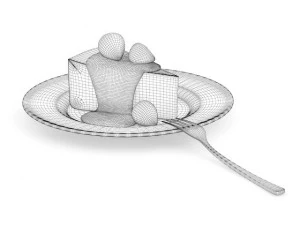 cheesecake with strawberry sauce 3D Model