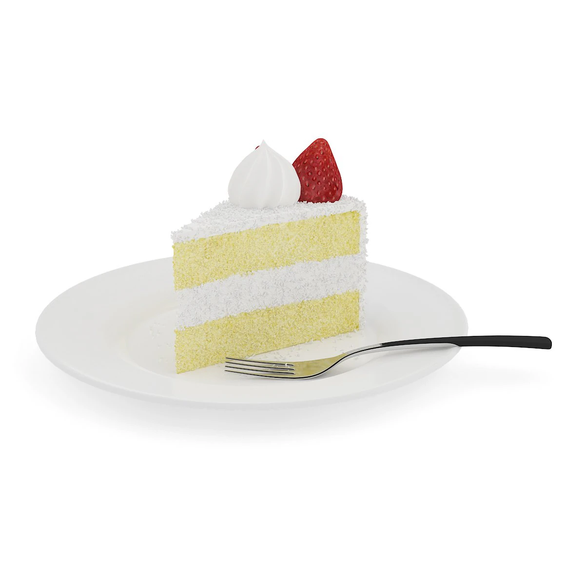 piece of cream cake 3D Model .c4d .max .obj .3ds .fbx .stl .blend 