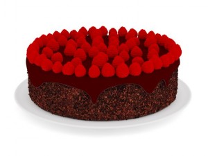 chocolate cake with raspberries Modelo 3D
