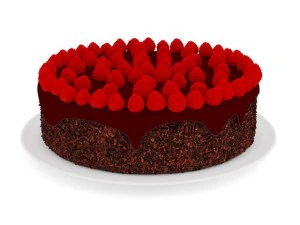 torta al cioccolato con lamponi Modello 3D
