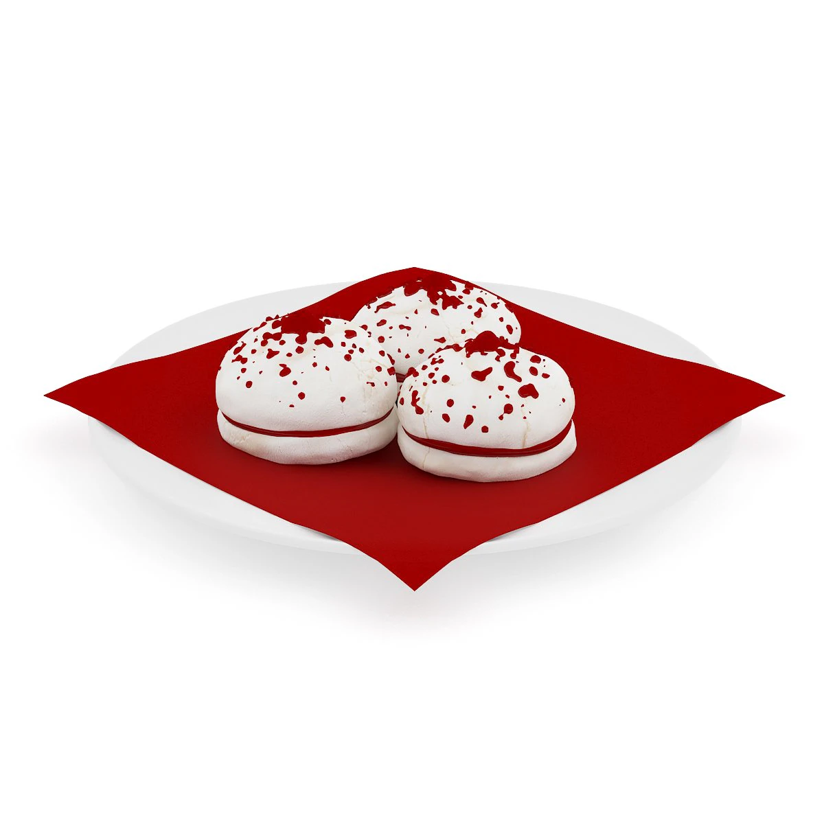 meringues with strawberry sauce 3D Model .c4d .max .obj .3ds .fbx .stl .blend