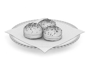 meringues with strawberry sauce 3D Model