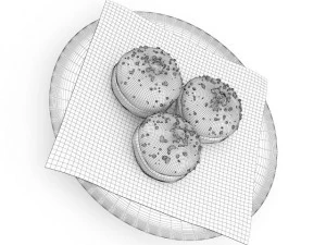 meringues with strawberry sauce 3D Model