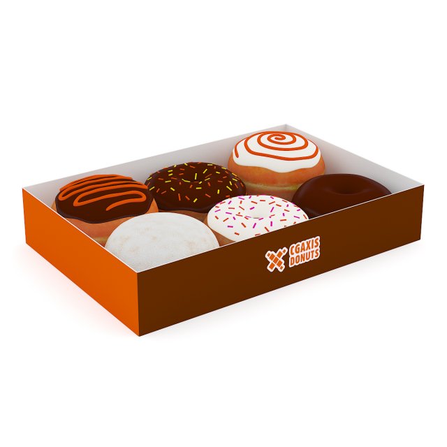 donuts in box 3D Model .c4d .max .obj .3ds .fbx .stl .blend 