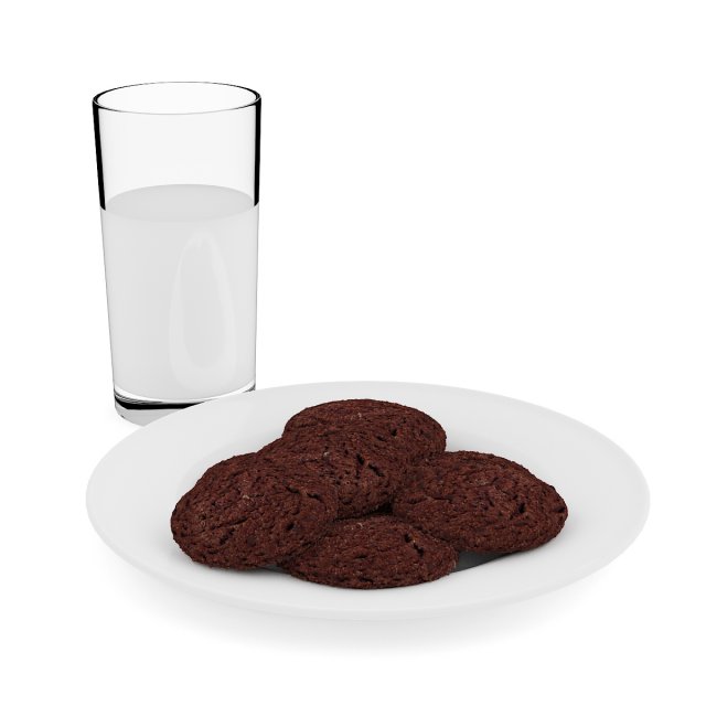 chocolate cookies with milk Modelo 3D .c4d .max .obj .3ds .fbx .stl .blend 