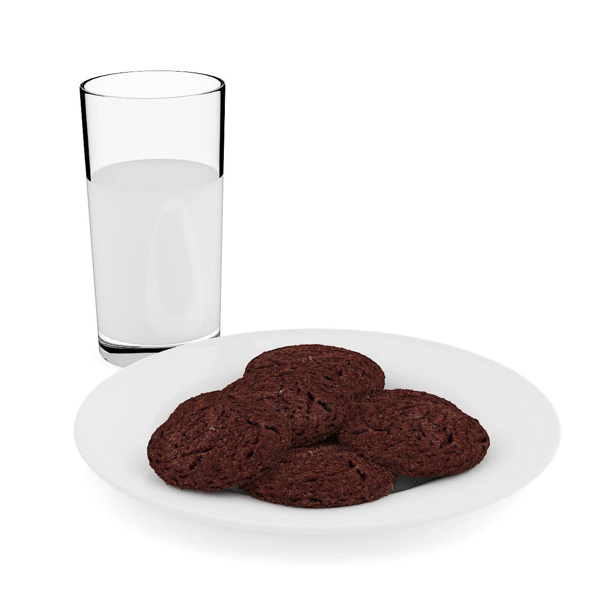 chocolate cookies with milk 3D Model .c4d .max .obj .3ds .fbx .stl .blend
