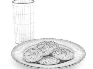 chocolate cookies with milk 3D Model