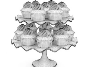 babeczki na talerzu Model 3D