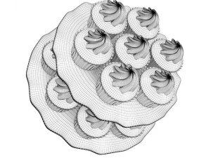 babeczki na talerzu Model 3D