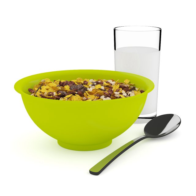 musli in bowl 3D Model .c4d .max .obj .3ds .fbx .stl .blend 