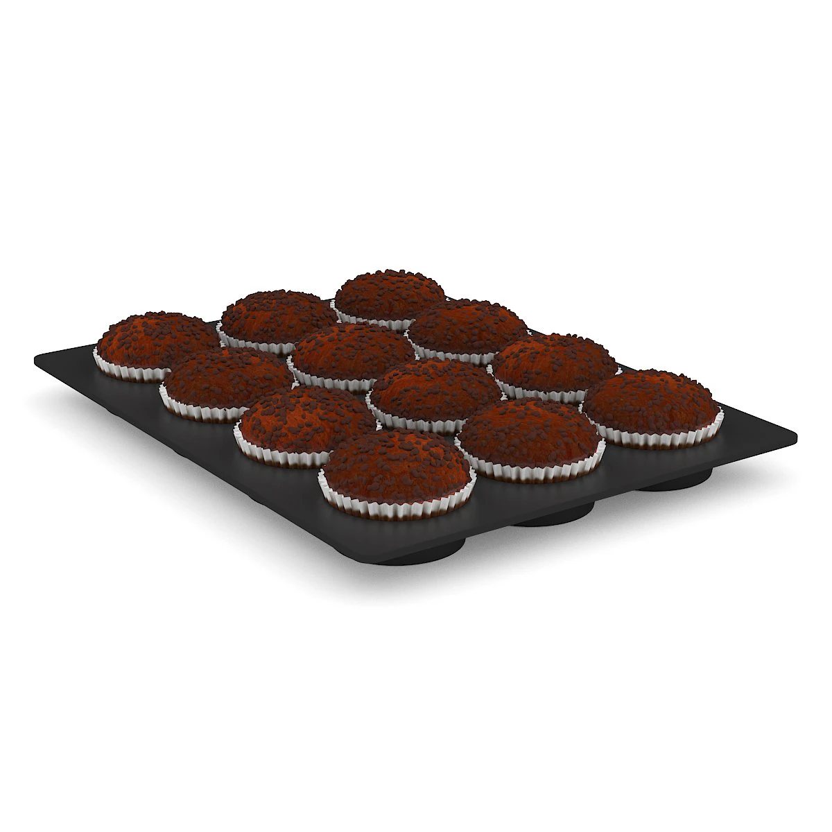 muffins on baking plate 3D Model .c4d .max .obj .3ds .fbx .stl .blend 