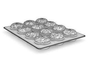 muffins on baking plate 3D Модель