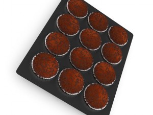 muffins on baking plate 3D Модель