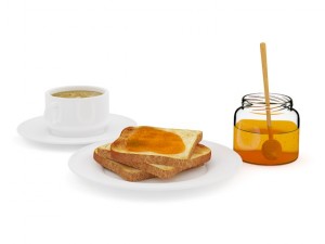 toast with honey and coffee 3D Модель