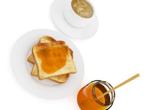 toast with honey and coffee 3D Model