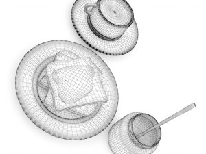 toast with honey and coffee Modèle 3D