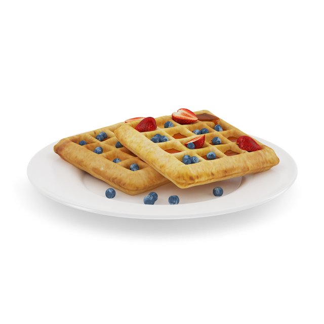 waffles with syrup 3D Model .c4d .max .obj .3ds .fbx .stl .blend 
