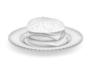 burger on plate Modelo 3D