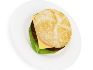 burger on plate Modelo 3D