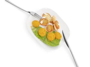 chicken nuggets with fried potatoes 3D Model