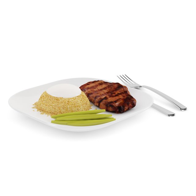 steak with couscous 3D 模型 .c4d .max .obj .3ds .fbx .stl .blend 