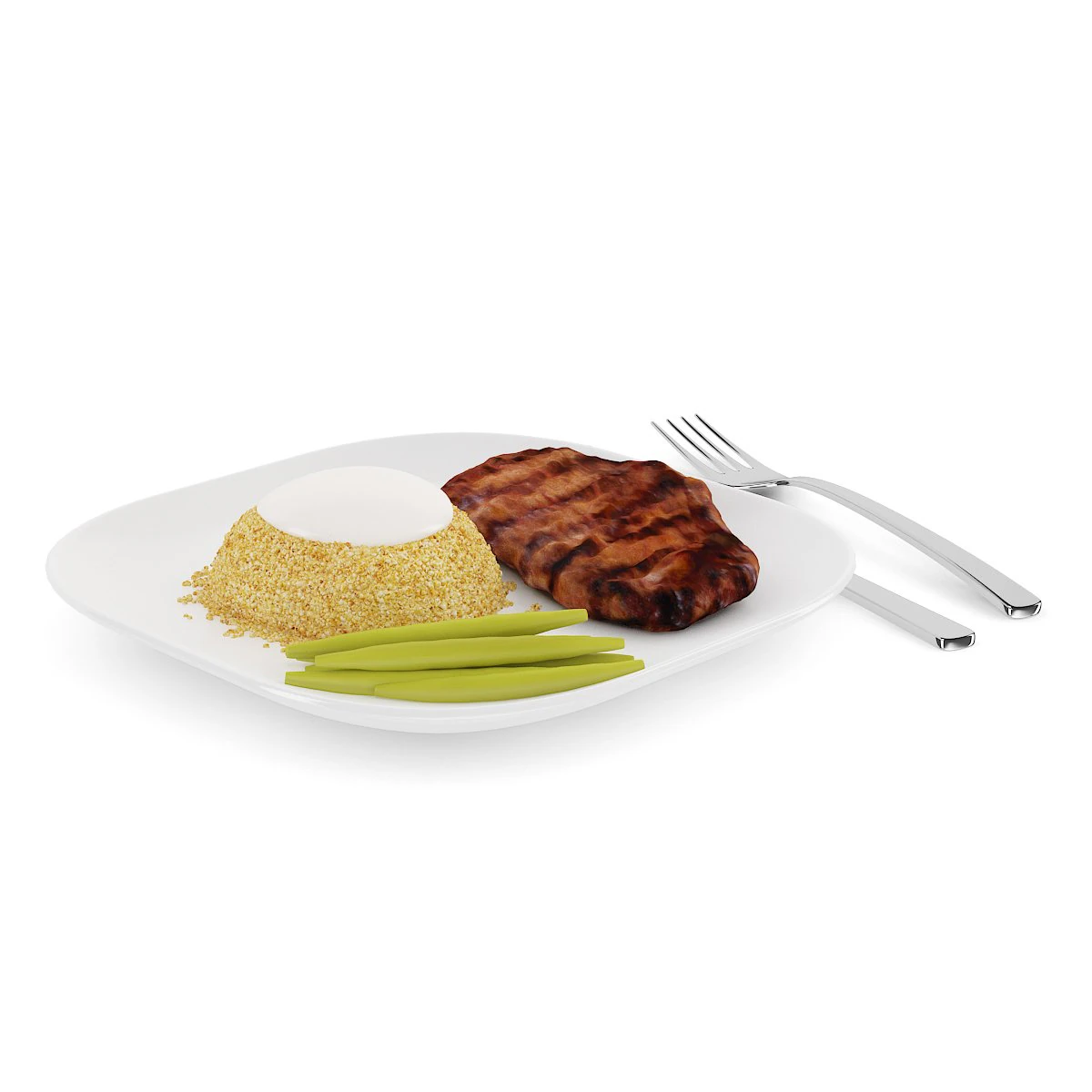 steak with couscous 3D Model .c4d .max .obj .3ds .fbx .stl .blend