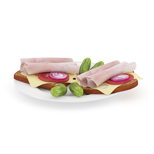 sandwiches on plate Model 3D .c4d .max .obj .3ds .fbx .stl .blend 