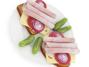 sandwiches on plate Model 3D