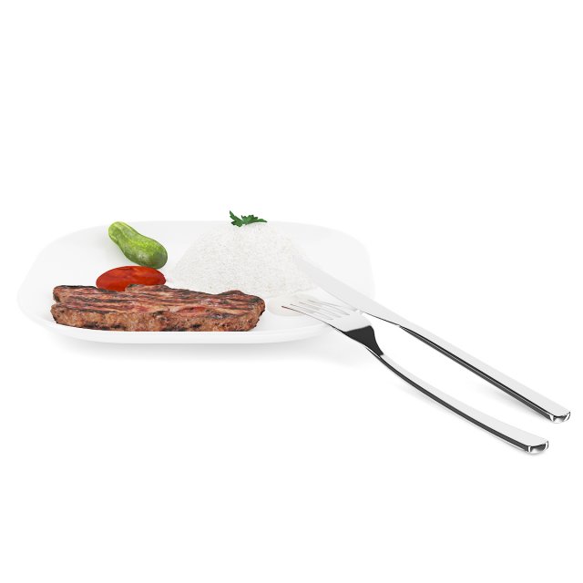 steak with rice 3D Model .c4d .max .obj .3ds .fbx .stl .blend 