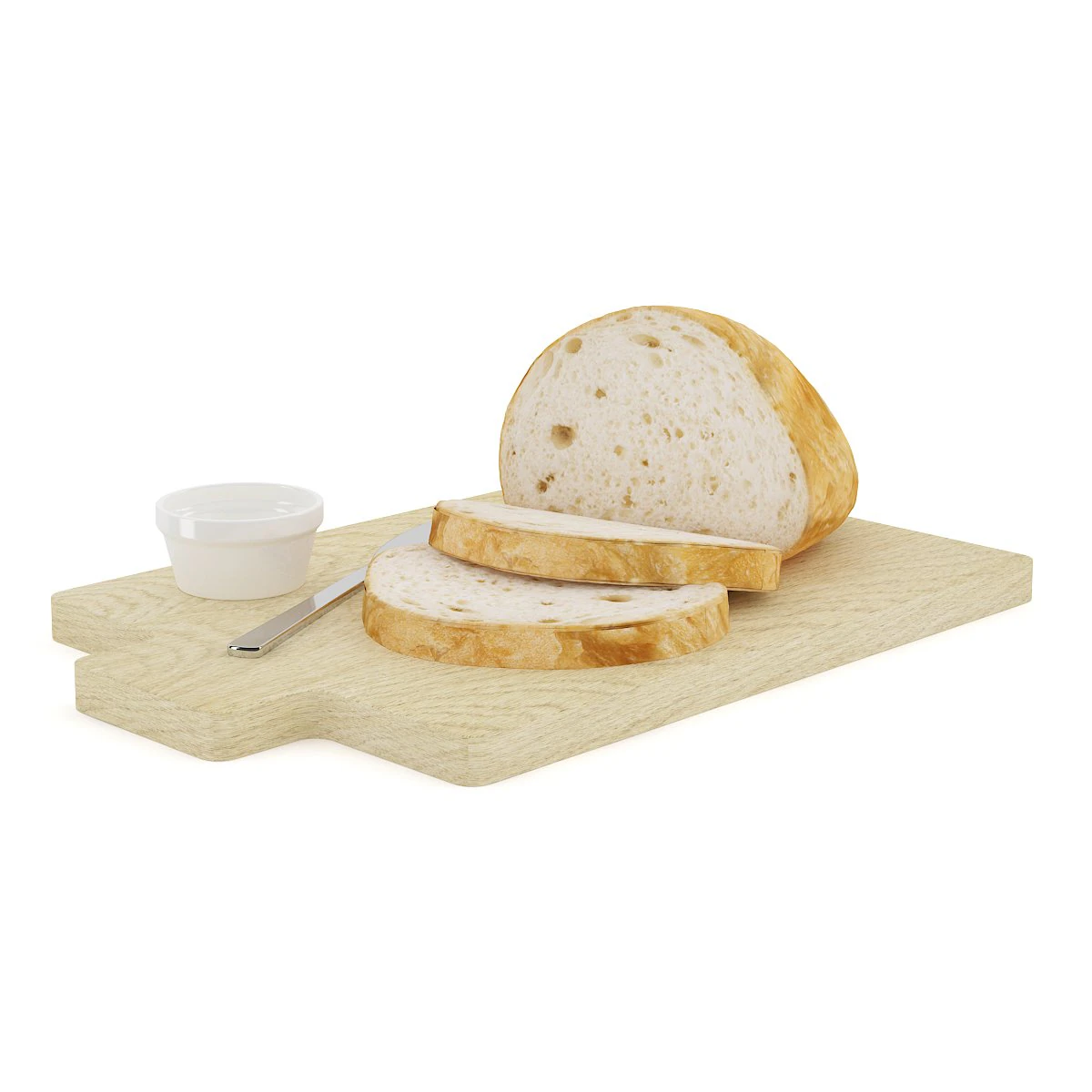 bread on cutting board 3D Model .c4d .max .obj .3ds .fbx .stl .blend 