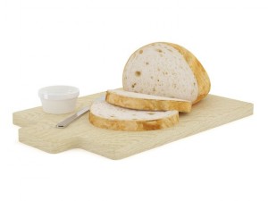 bread on cutting board 3D मॉडल