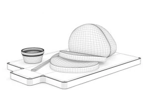 bread on cutting board 3D Model