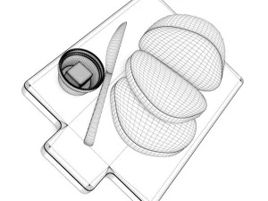 bread on cutting board 3D Model