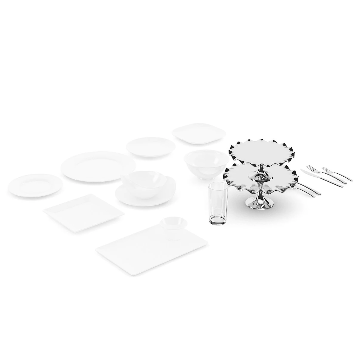 talheres brancos Modelo 3D .c4d .max .obj .3ds .fbx .stl .blend 