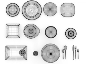 white tableware Modelo 3D