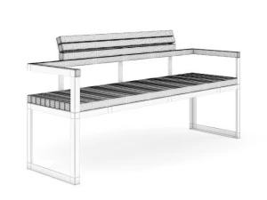 wooden bench 2 3D Model