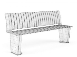 wooden bench 3 Model 3D