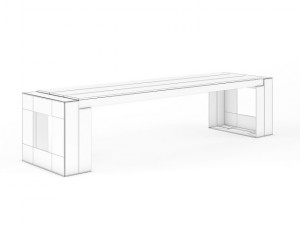 wooden bench 4 3D Model