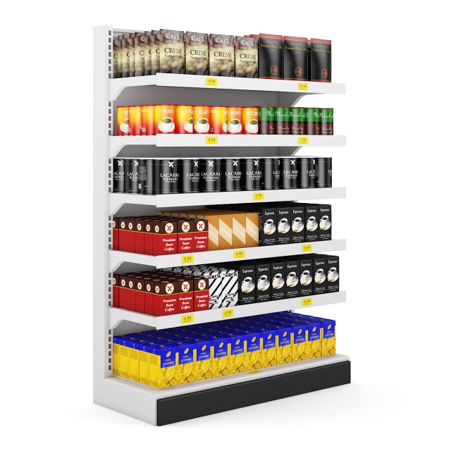 supermarket shelf 01 Model 3D .c4d .max .obj .3ds .fbx .stl .blend 