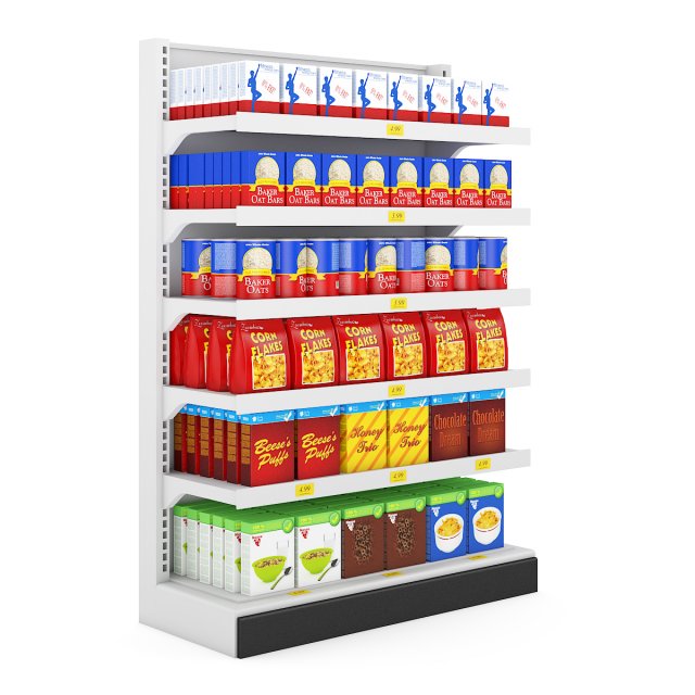 supermarket shelf 07 3D Model .c4d .max .obj .3ds .fbx .stl .blend 