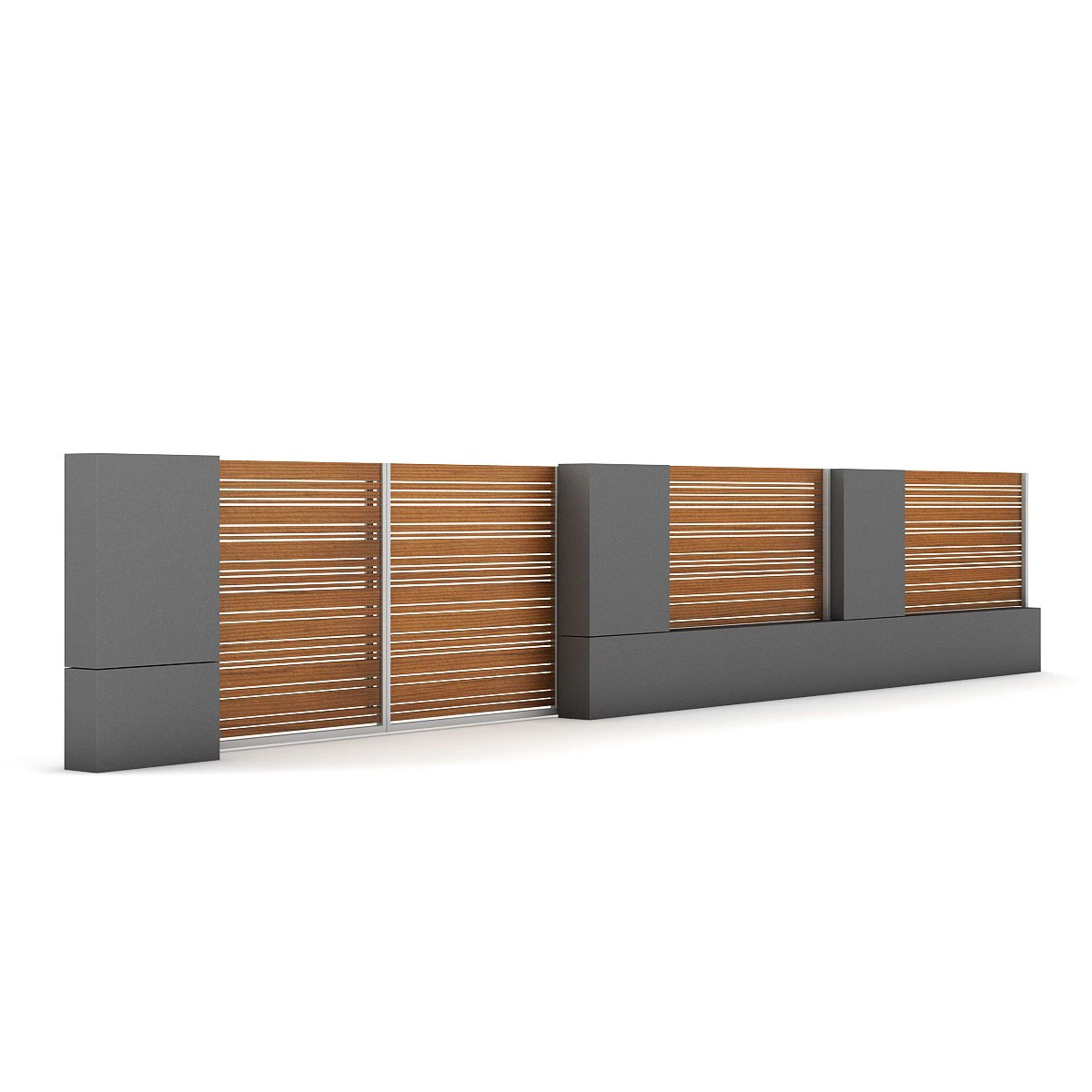 concrete fence with gate 01 3D Model .c4d .max .obj .3ds .fbx .stl .blend