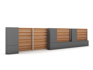 concrete fence with gate 01 3D Model